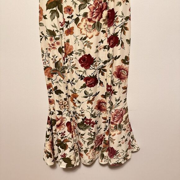 Vtg 90s Rabbit Jr Trumpet Midi Dress Floral Romantic Coquette Wedding Party Date - Picture 5 of 11